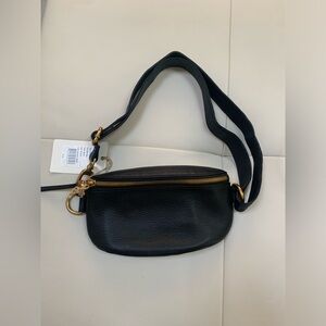 Black leather belt bag